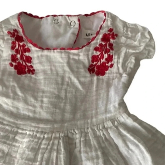 ARTISAN NY EUC GIRLS WHITE RED DRESS SUMMER CASUAL SHORTS DRESSY SPRING SIZE 2T - Picture 3 of 6